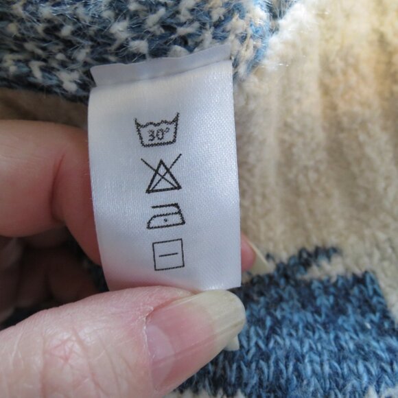 Clotheshead Women's V-Neck Sweater Blue/Creme Ombre Herringbone Size S/M - Picture 11 of 12